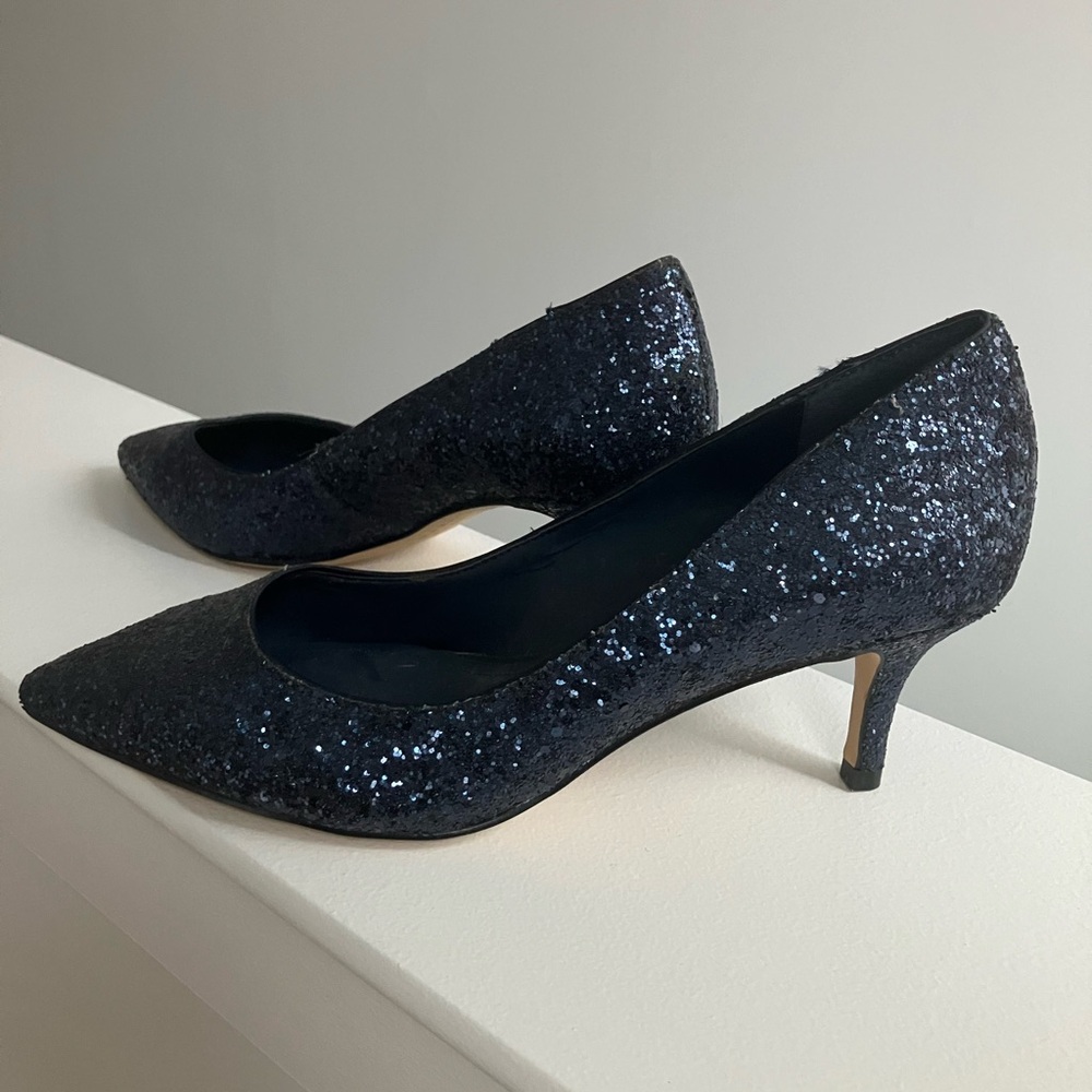 White House Black Market Glitter Heels in Dark Blue